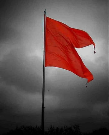 flag of the marathas with cloudy weather