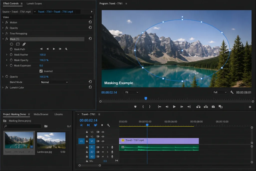 How to mask in Premiere Pro effect controls pen tool